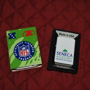 Set of Two Zippo Lighters - NFL Broncos & Seneca Allegany